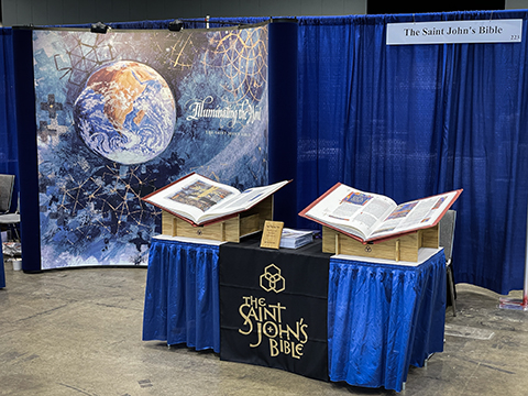 Three volumes of The Saint John’s Bible Heritage Edition were featured at the Heritage Program’s booth at the Parliament of the World’s Religions in Chicago, Illinois.