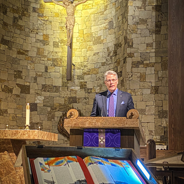 Brad Neary participates in the Dedication Service for Holy Name Catholic Church’s Heritage Edition (Steamboat Springs, Colorado).