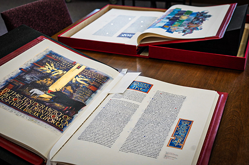 “The Birth of Christ” and “Creation” illuminations are open and on display for visitors of the Marian Library. 
