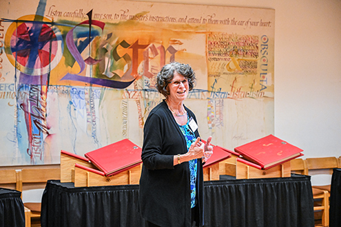 Dr. Jo M Beld, Vice President for Mission at St. Olaf College, says a few words before bringing the College’s Heritage Edition home to its new home in Northfield, Minnesota. 