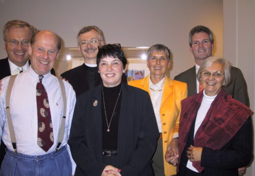 Front left to right: Donald Jackson, Carol Marron, Mabel Jackson; Rear left to right: Jack Hoeschler, Dietrich Reinhart, Linda Hoeschler, Rob Culligan at the Minneapolis Institute of Art in the early 2000s.