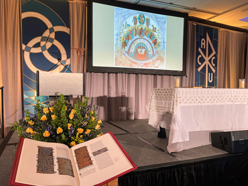 Two volumes of The Saint John’s Bible Heritage Edition were used during the Opening Liturgy for the 2025 ACCU Annual Meeting. 